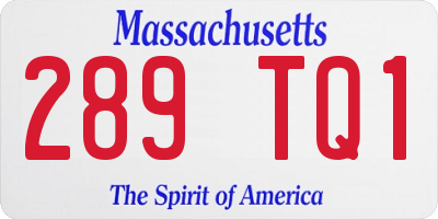 MA license plate 289TQ1