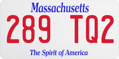 MA license plate 289TQ2