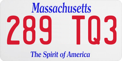 MA license plate 289TQ3