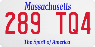 MA license plate 289TQ4