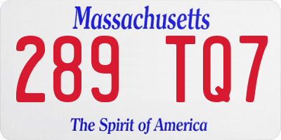 MA license plate 289TQ7