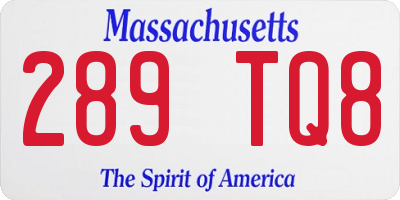 MA license plate 289TQ8