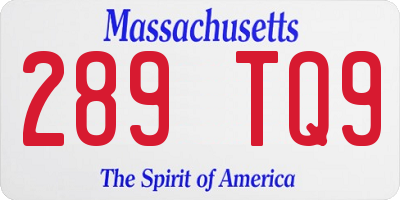 MA license plate 289TQ9