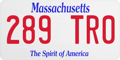 MA license plate 289TR0
