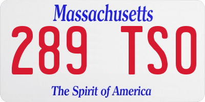 MA license plate 289TS0