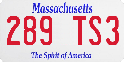 MA license plate 289TS3