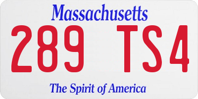 MA license plate 289TS4