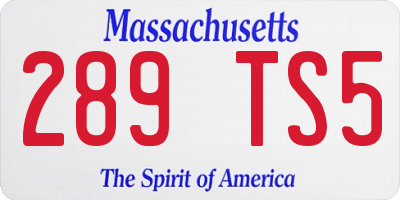 MA license plate 289TS5