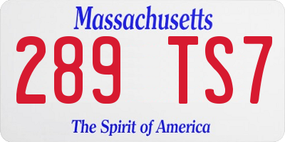 MA license plate 289TS7