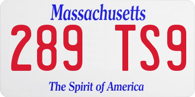 MA license plate 289TS9