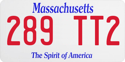 MA license plate 289TT2