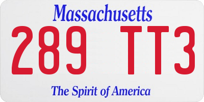 MA license plate 289TT3