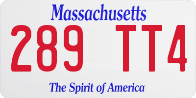 MA license plate 289TT4