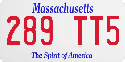 MA license plate 289TT5