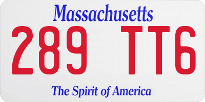 MA license plate 289TT6