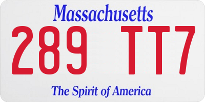 MA license plate 289TT7