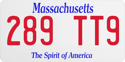 MA license plate 289TT9