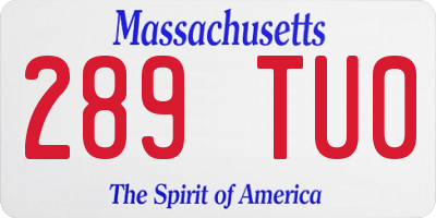 MA license plate 289TU0