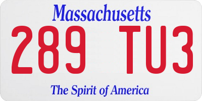 MA license plate 289TU3