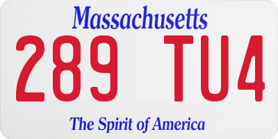MA license plate 289TU4