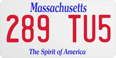 MA license plate 289TU5
