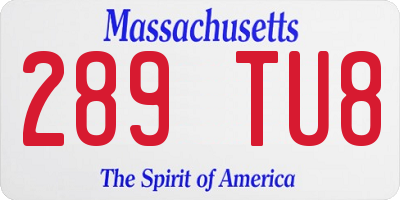MA license plate 289TU8