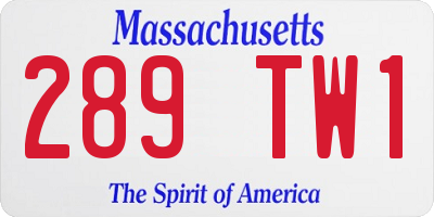 MA license plate 289TW1