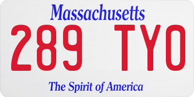 MA license plate 289TY0