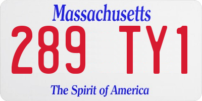 MA license plate 289TY1