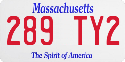 MA license plate 289TY2