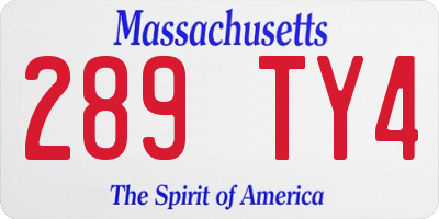 MA license plate 289TY4
