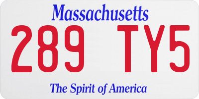 MA license plate 289TY5