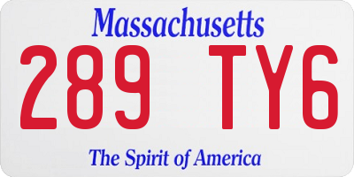 MA license plate 289TY6