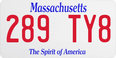 MA license plate 289TY8