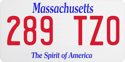 MA license plate 289TZ0