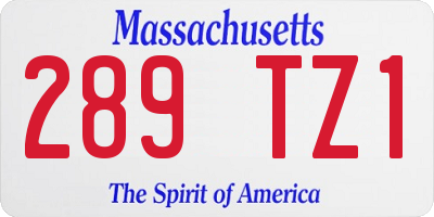 MA license plate 289TZ1