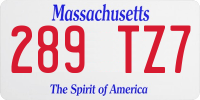 MA license plate 289TZ7