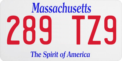 MA license plate 289TZ9