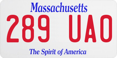MA license plate 289UA0