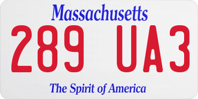 MA license plate 289UA3