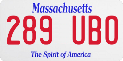 MA license plate 289UB0