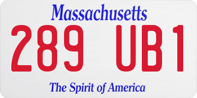 MA license plate 289UB1
