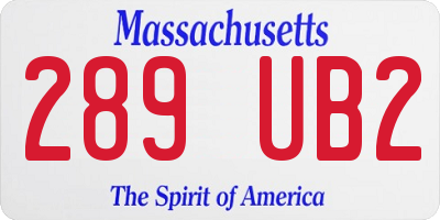 MA license plate 289UB2