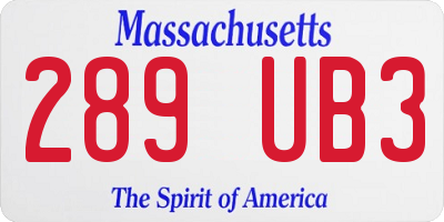 MA license plate 289UB3