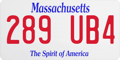 MA license plate 289UB4