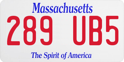 MA license plate 289UB5