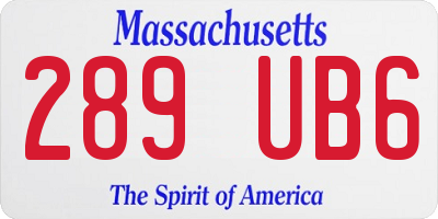 MA license plate 289UB6