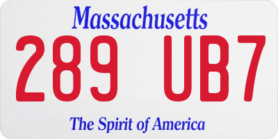 MA license plate 289UB7