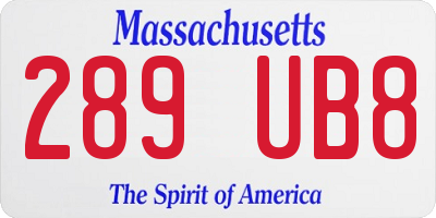 MA license plate 289UB8
