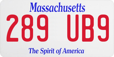 MA license plate 289UB9